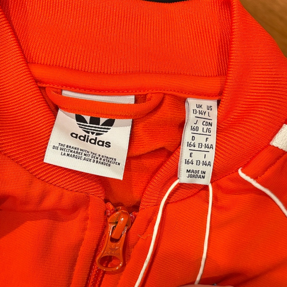 NWT Boys Adidas Superstar Track Jacket – Orange/White – Size L - Picture 3 of 4